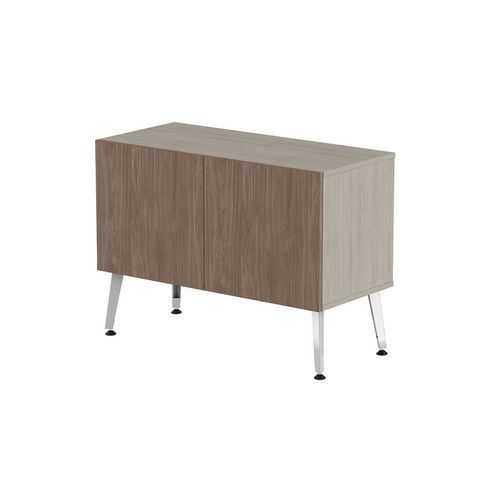 RANGEMENT BAS TENI LARG.120 CM 2 PORTES CHÊNE GRIS/NOYER - MBA
