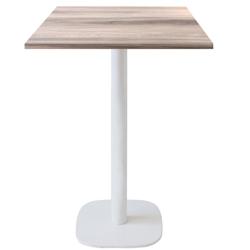 Restootab - Mange-debout 60x60cm - modèle Round pied blanc chêne tages - marron Bois manufacturé 3760371513918_0