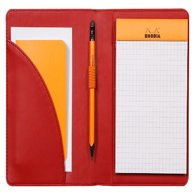 RHODIA 213007C - Livret Porte-Bloc et Porte-Documents N°13 Coquelicot - pour Bloc-Notes ou Carnets de Format A6 (10,5x14,8 cm) - Simili Cuir Italien_0