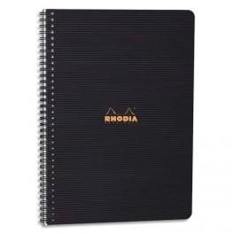 RHODIA CAHIER SPIRALE COUVERTURE NOIRE PP 22,5X29,7CM 160 PAGES LIGNÉE 6MM PERFORÉES 4 TROUS