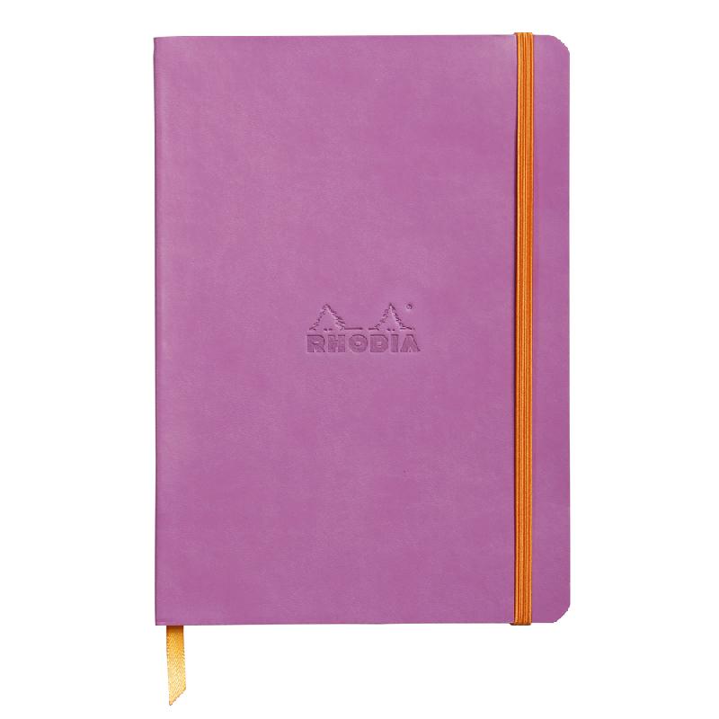 RHODIARAMA CARNET SOUPLE A5 160 PAGES DOT PAPIER IVOIRE 90G FERMETURE ÉLASTIQUE - LILAS - LOT DE 2