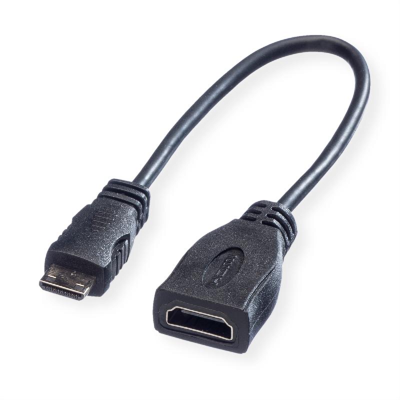 Roline câble hdmi high speed avec ethernet, hdmi f - mini hdmi m, 0,15 m_0