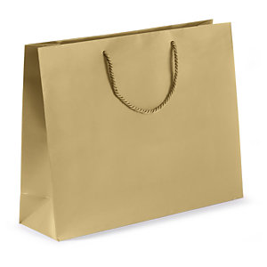 SAC PELLICULÉ MAT OR À POIGNÉES CORDELIÈRES 40 X 32 X 12 CM