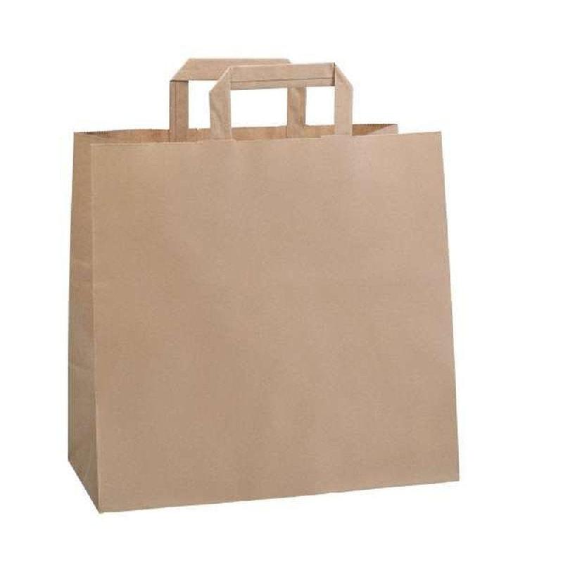 Sac traiteur kraft brun poignées plates 26x19X28cm - lot de 200 - robuste et fiable_0