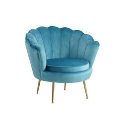 SalesFever Chaise coque | Housse en tissu velours | Cadre en métal doré | L 78 x P 76 x H 78,5 cm | bleu - bleu polyester 394205_0