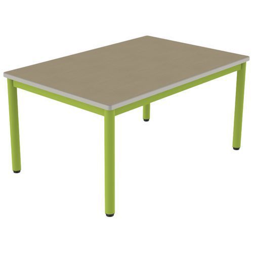 TABLE CARÉLIE 120X80 T3 STR POLY. HÊTRE MIEL BEIGE/VERT AC - MOBIDECOR