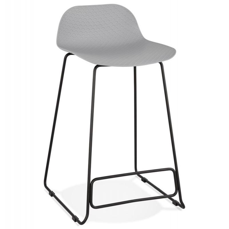 Tabouret de bar Blitz 85cm gris & noir - Paris Prix - métal & polypropylène, protection sols incluse_0