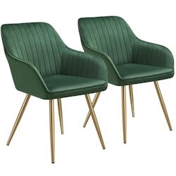 TecTake GmbH tectake Lot 2 chaises de salle à manger aspect velours matelassé vert/or - 405752 - vert 405752_0