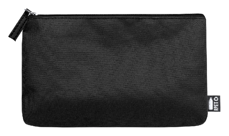 Trousse de toilette zippée - polyester 600D RPET - couleur noire - 30g_0