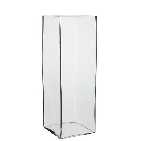 VASE CARRÉ EN VERRE TRANSPARENT 42 CM