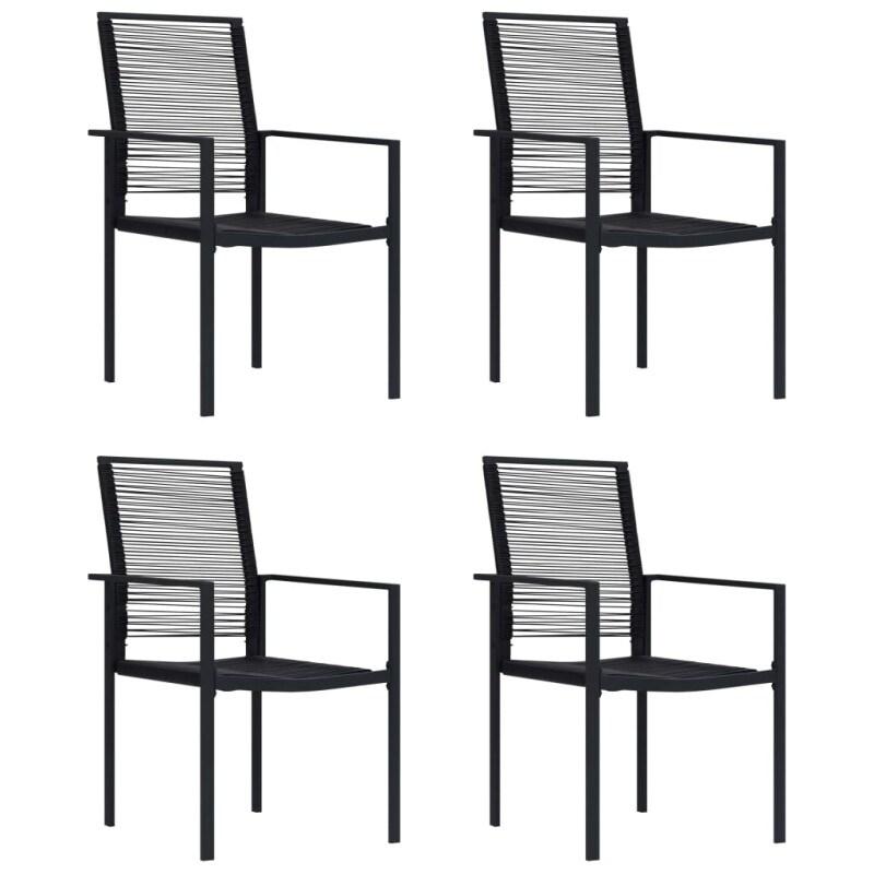 VidaXL Chaises De Jardin Lot De 4 Rotin Pvc Noir - noir 312172_0