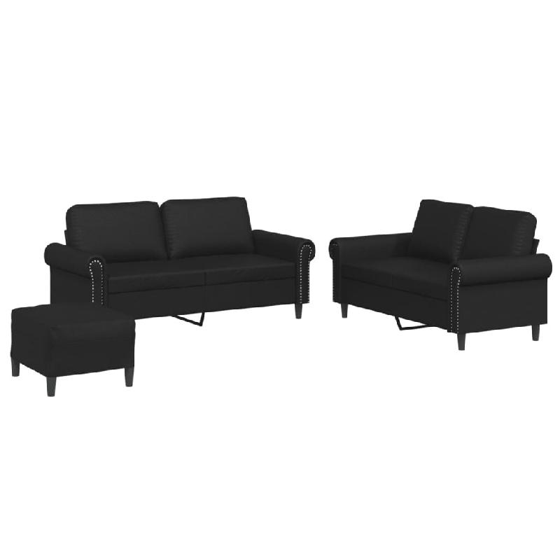 VidaXL Ensemble de canapés 3 pcs avec coussins Noir Similicuir Modèle Wervalis - 3202155_0