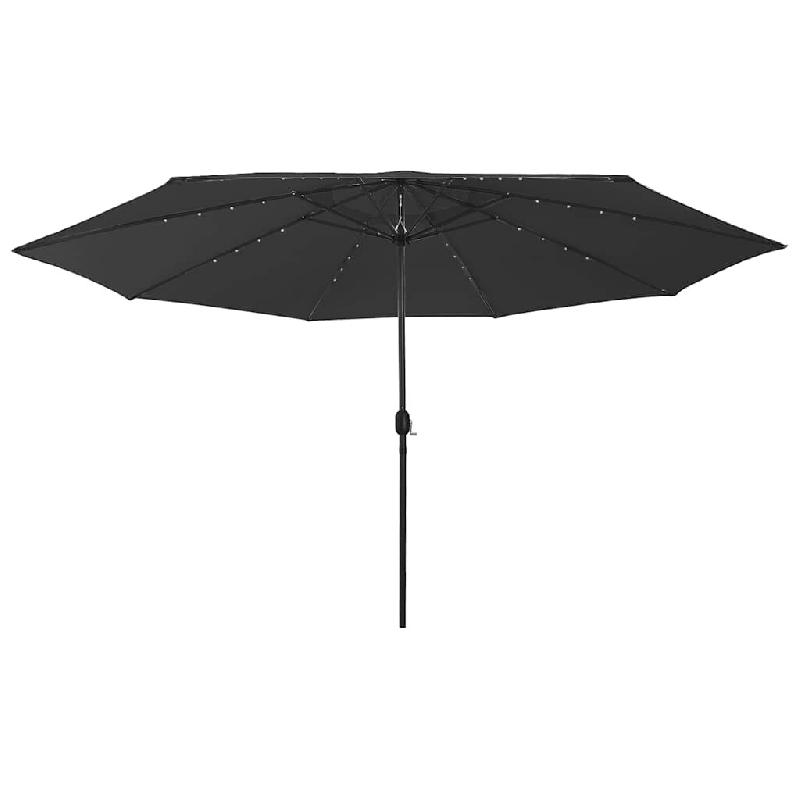 VidaXL Parasol de jardin avec lumières LED et mât en métal 400 cm noir Modèle Helios Confort Plus - 312536_0