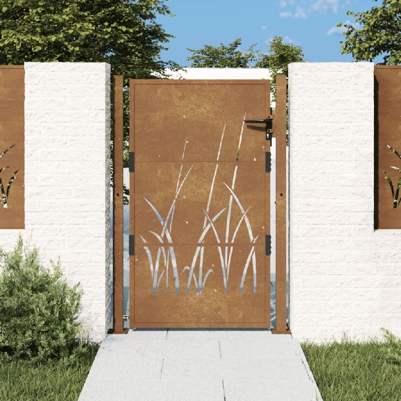 Vidaxl portail de jardin 105x155 cm acier corten conception d'herbe 153175_0
