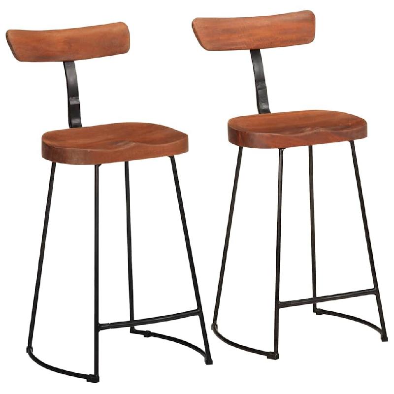 VidaXL Tabourets de bar lot de 2 49x43x88 cm bois de manguier massif Modèle Flex Panorama Modern - marron 4013525_0