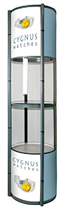 Vitrine pliable et portable Spiral - diamètre 50 cm - hauteur 200 cm - avec housse de transport à roulettes_0