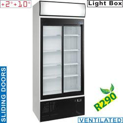 Vitrine réfrigérée professionnelle - température positive ventilée - 760L - 2 portes coulissantes - caisson lumineux - DRINK-90S/R2_0