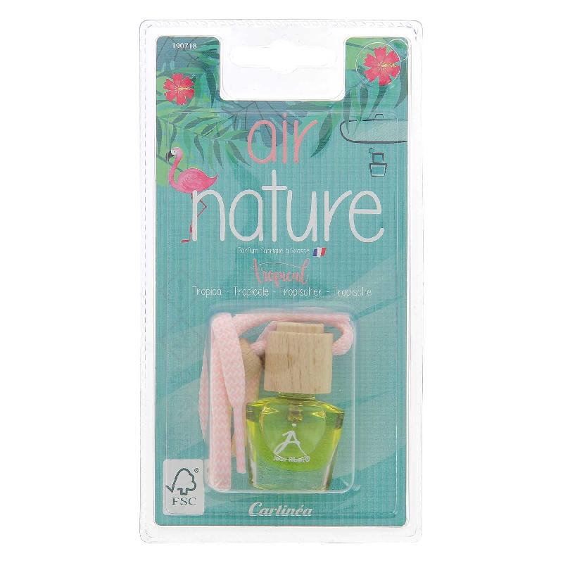 Désodorisant pour véhicule AIR NATURE CARLINÉA - Senteur Tropicale - Flacon en verre avec bouchon en bois FSC_0