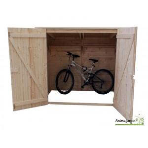Abri mural en bois massif - range vélo, scooter, moto - ED 2012.01 - avec paroi de fond et toit bitumé_0