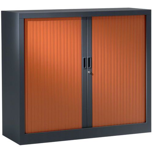 ARMOIRE BASSE 100X100 CM CORPS ANTHR. 7016 RIDEAUX MERISIER - VINCO