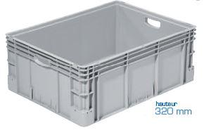 Bac plein - bac159be8632000 - 132L - Gris - Poignées ouvertes - Dimensions 752x552x316 mm_0