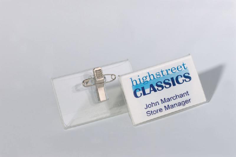 BADGE COMBI DURABLE - 40 X 75 MM - TRANSPARENT - PAQUET 50 UNITES