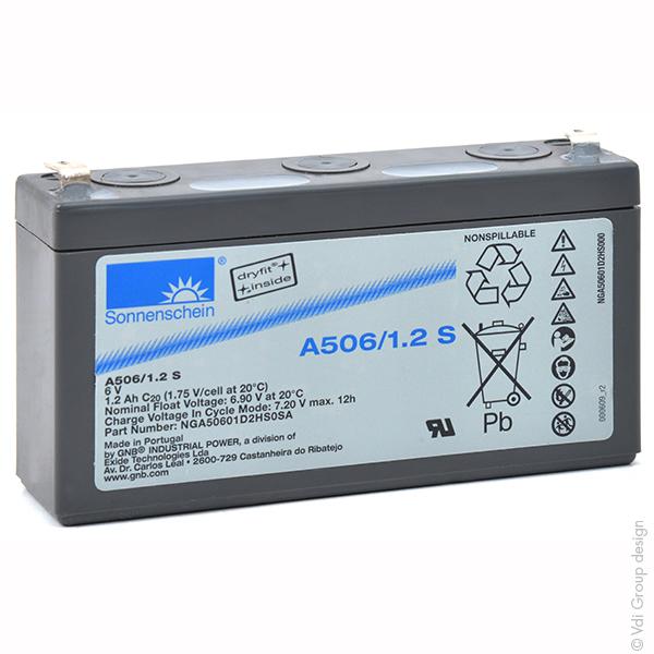 BATTERIE PLOMB ETANCHE GEL A506/1.2S 6V 1.2AH F4.8_0