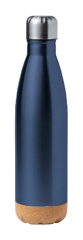 Bouteille en acier inoxydable - fond en liège naturel - 750 ml - couleur bleu foncé_0