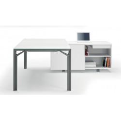 Bureau d'angle X8 avec plateau en verre et crédence - Officity_0