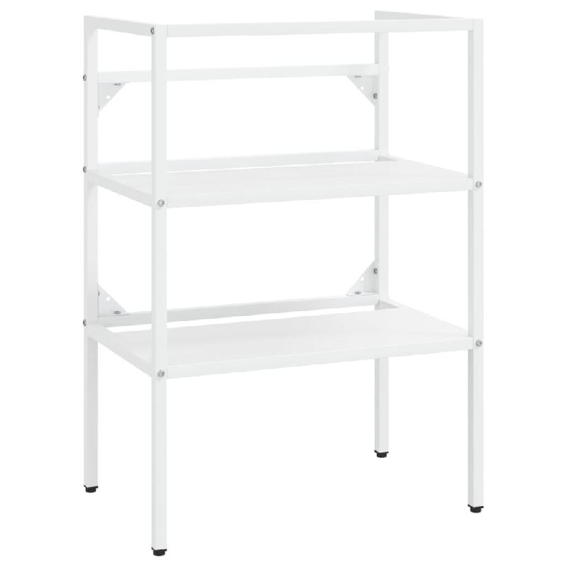 Cadre de lavabo de salle de bain 59 x 38 x 83 cm - Fer blanc résistant et durable_0