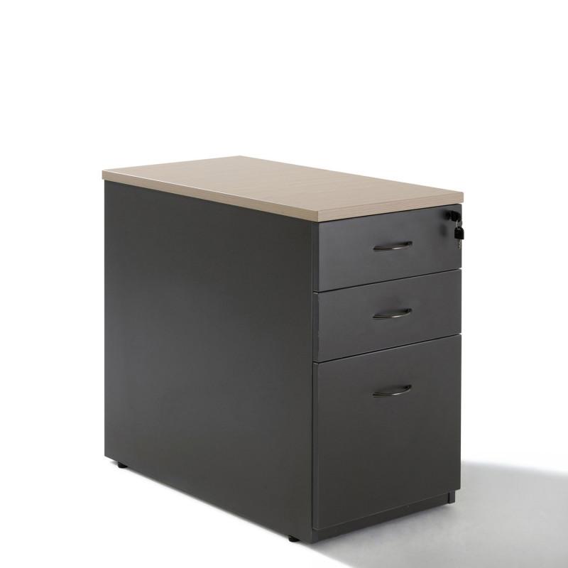 Caisson bois anthracite à hauteur bureau - 3 tiroirs_0