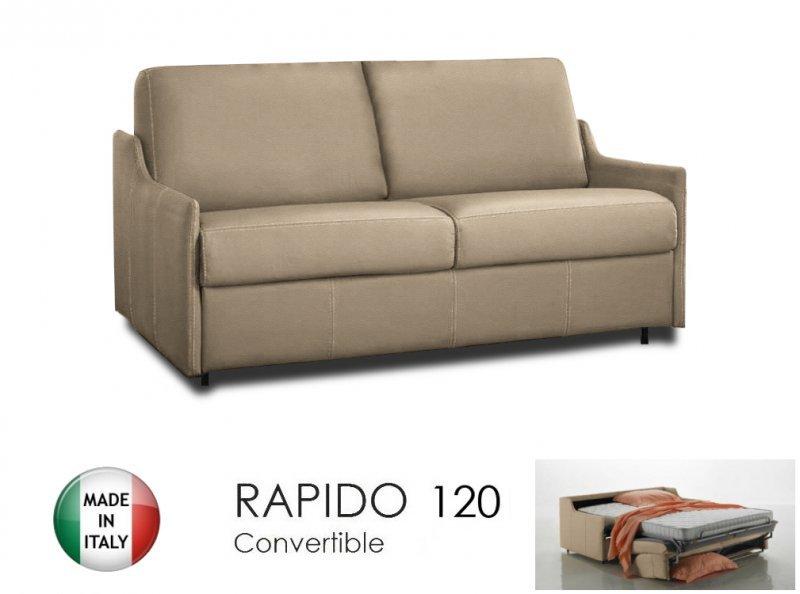 Canapé-lit convertible express Luna 2-3 places - Cuir vachette taupe clair - Matelas Excellence Literie 16 cm_0