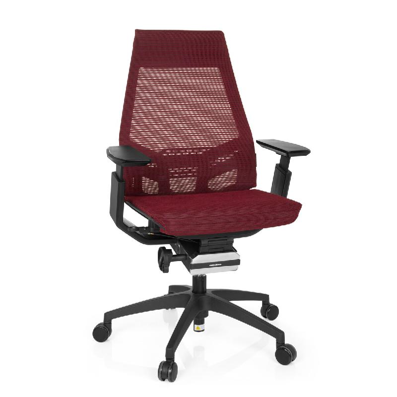 Chaise de bureau / chaise bureau GENIDIA SMART BLACK tissu maille rouge hjh OFFICE - rouge polyester 652880_0