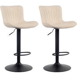 CLP Lot de 2 Tabourets de bar Linus Pied en Métal réglable pivotant Crème/Similicuir - beige polyester 322360_0