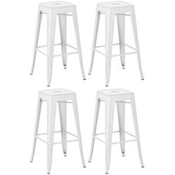 CLP Lot de 4 tabourets de bar  en métal empilables Joshua Blanc - blanc métal 312755_0