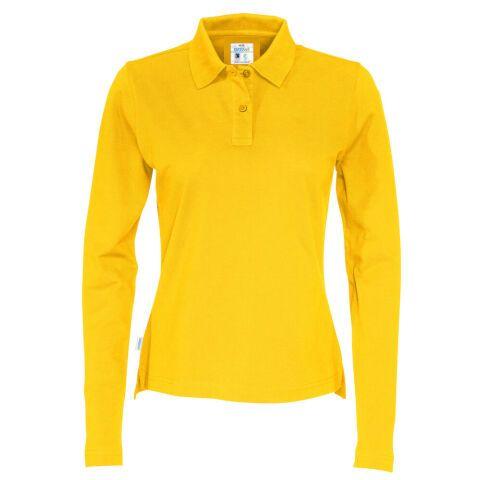 COTTOVER POLO PIQUE MANCHES LONGUES FEMME - CERTIFIÉ GOTS JAUNE - TAILLE XL