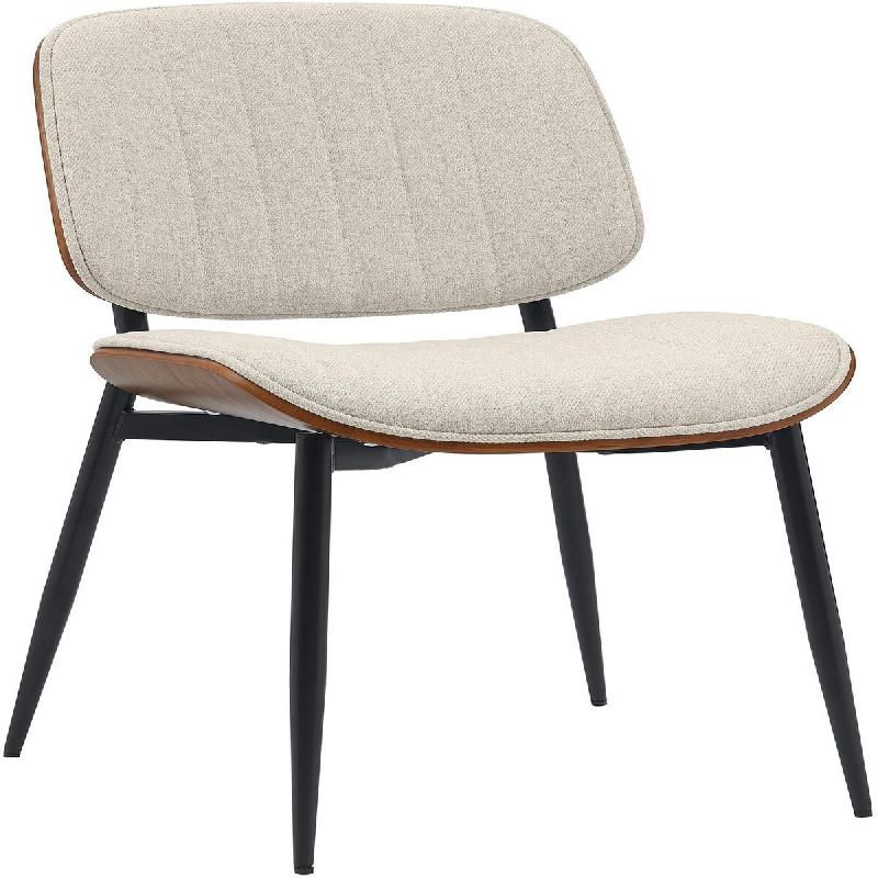 Décoshop26 - Chaise de salle à manger x1 design en tissu crème avec bois courbé noyer – Confort et élégance 10_0008765 - beige Bois massif 300_0
