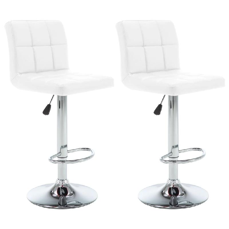 Décoshop26 - Lot de 2 tabourets de bar chaises hautes avec coutures carrées en PVC blanc DEC029612 - blanc 3000257462634_0