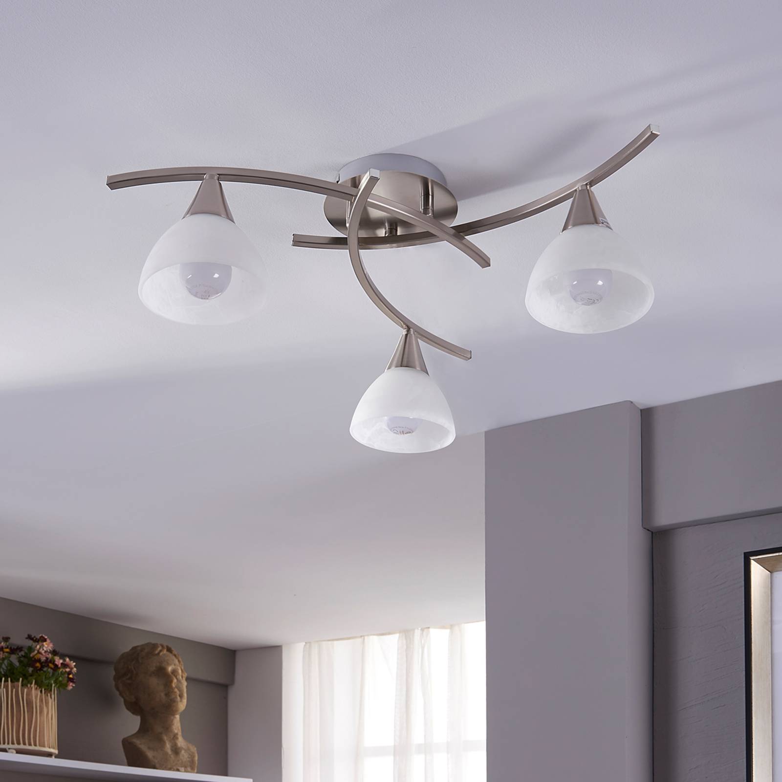 LINDBY DELLA - PLAFONNIER NICKEL MAT, À 3 LAMPES
