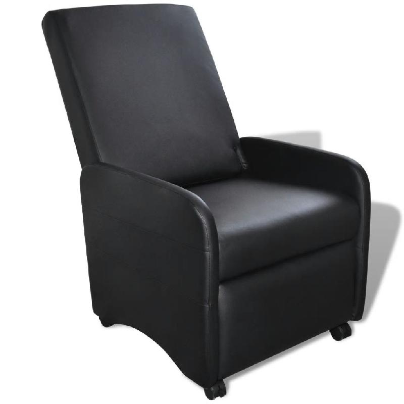 Fauteuil inclinable design lounge en cuir synthétique noir - robuste et confortable - 1102066/3_0