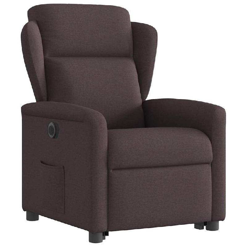 Fauteuil inclinable électrique marron foncé tissu Modèle Rervella - 8721102961410_0