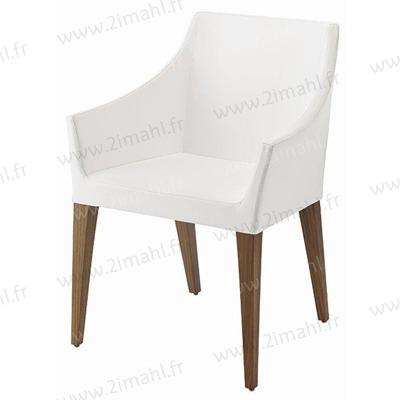 Fauteuils de restaurant - Aïko - Assise et dos rembourrés, pieds bois_0
