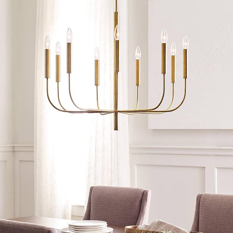 FEISS LUSTRE BRIANNA À NEUF LAMPES LAITON BRUNI