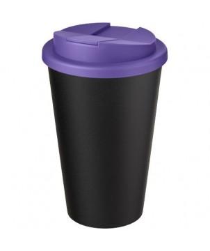 GOBELET AMERICANO ECO RECYCLÉ DE 350ML AVEC COUVERCLE ANTI-DÉVERSEMENT NOIR - GOODIES ÉCOLOGIQUES
