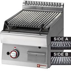 Grill pierre de lave 1/2 module - Grille en fonte double face - Surface de cuisson 365x485 mm_0