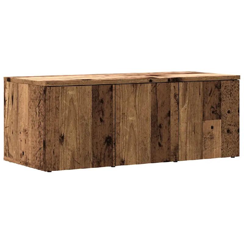 Helloshop26 - Meuble TV vieux bois avec rangement pratique salon ou chambre 80 x 34 x 30 cm en bois d'ingénierie vieux bois 02_0050708 - Bois massif_0