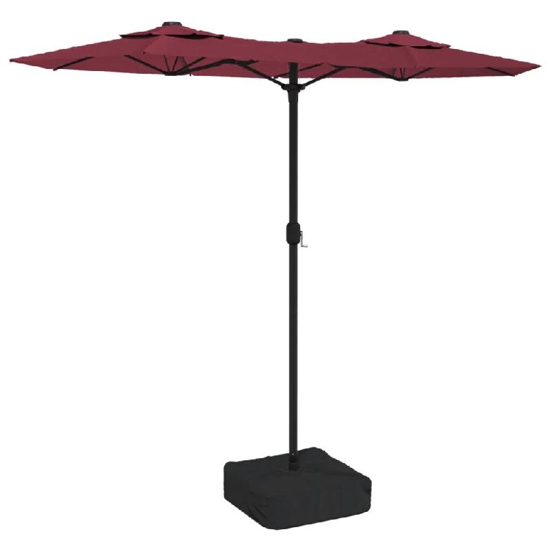 Helloshop26 - Parasol de jardin double tête 316 x 145 cm protection UV avec base solide style contemporain en polyester rouge 02_0047389 - rouge poly_0