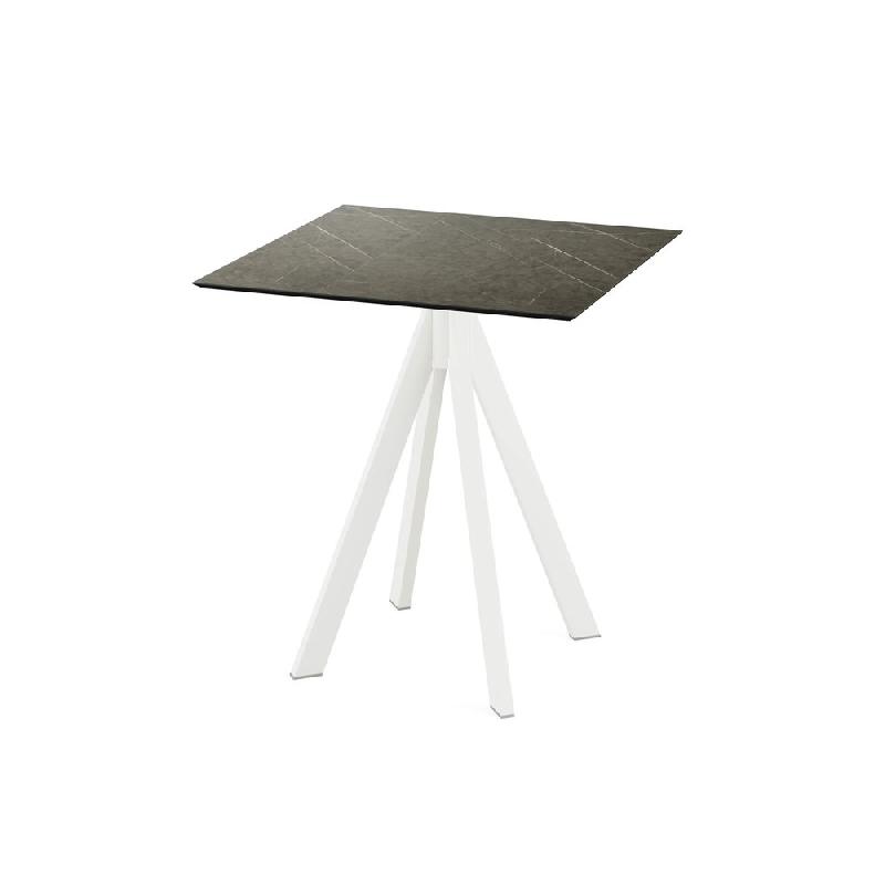 Infinity table de bistrot avec piètement blanc + plateau HPL Midnight Marble 70x70 cm_0