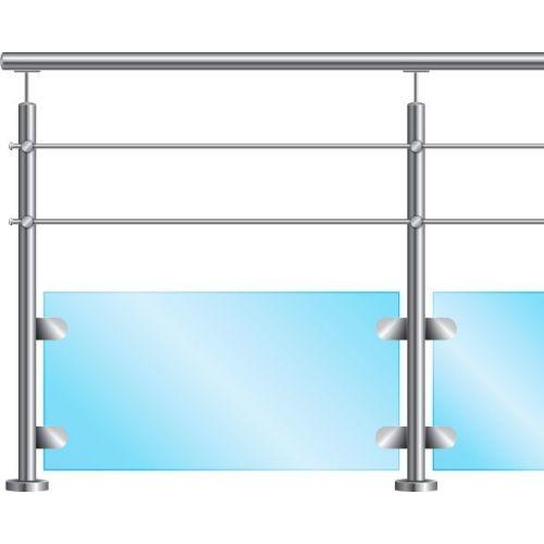 POTEAU ROND 180°-FIXATION À LA FRANÇAISE-2 BARRES-INOX304 DESIGN PRODUCTION