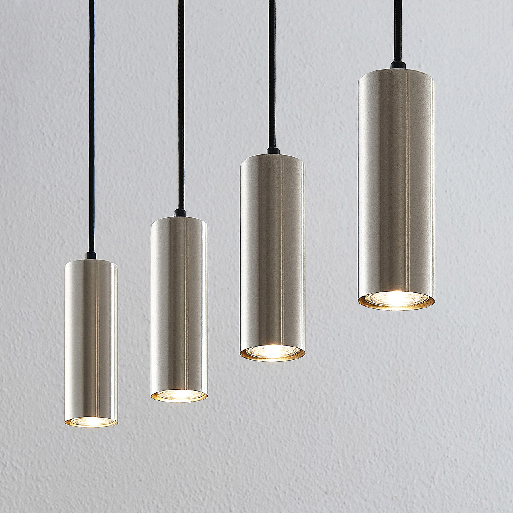 LINDBY SUSPENSION JOFFREY, 76 CM, NICKEL, 4 LAMPES À GU10